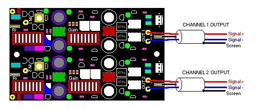 CT100 balanced output connections.